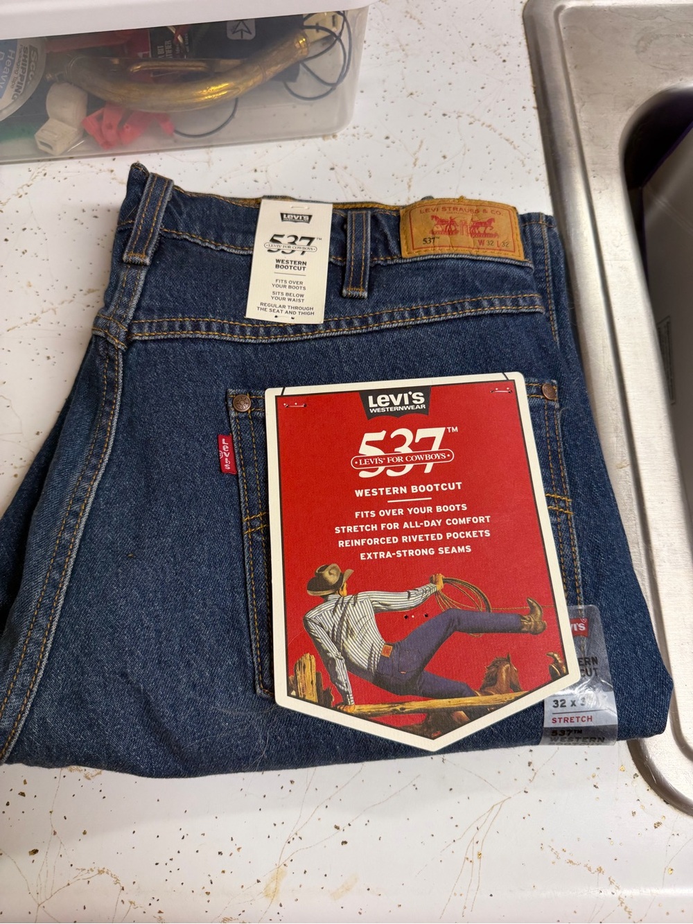 Levi's 527 Western Bootcut Jeans - Dark Blue Denim